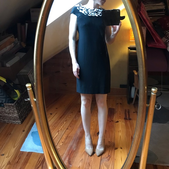 Taylor Black White Sheath Circular Dress, EUC, 4 - Picture 10 of 12